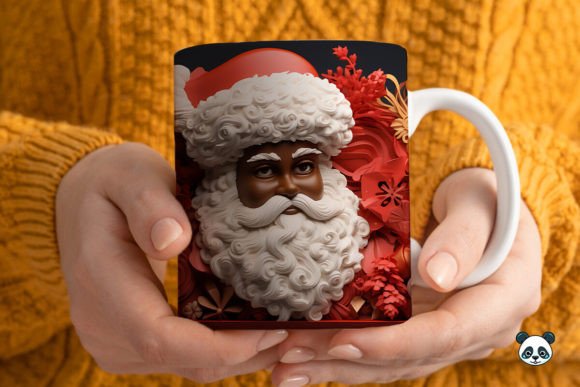3D Black Santa Mug Wrap Sublimation Guide