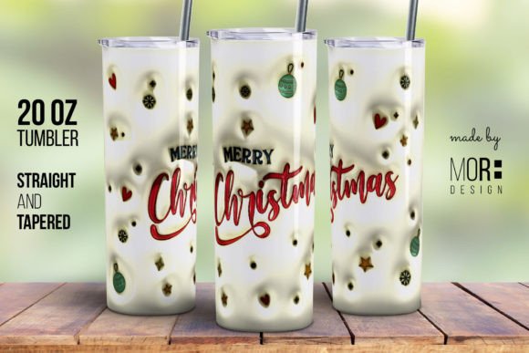 3D Christmas 20oz Skinny Tumbler Wrap 9