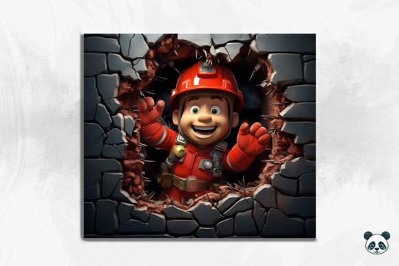 3D Firefighter Cracked Hole Tumbler Wrap and Background: A Must-Have for Custom Sublimation Designs