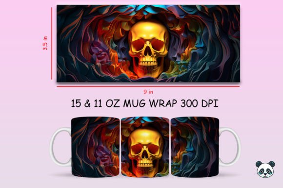 3D Halloween Skull Mug Wrap PNG: A Creative and Practical Design Solution