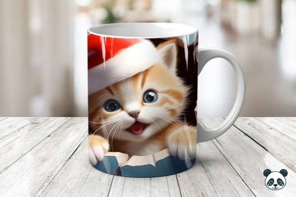 3D Kitten Mug Wrap: Creative Sublimation Design