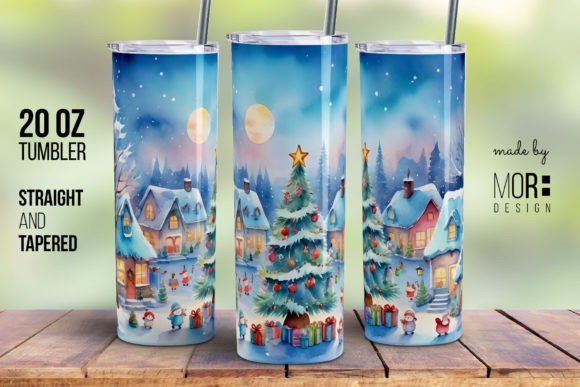 Christmas Village Tumbler Wrap PNG 1: A Creative Solution for Holiday Beverage Displays