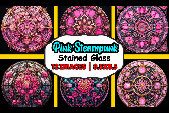 Elevate Designs with Pink Steampunk Stained Glass