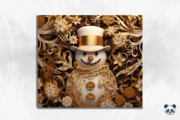 Elevate Holiday Designs with 3D Gold Snowman Art