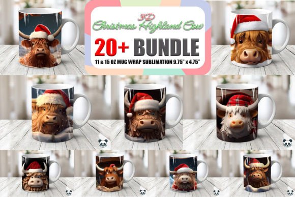 Elevate Holiday Designs with 3D Highland Cow Art
