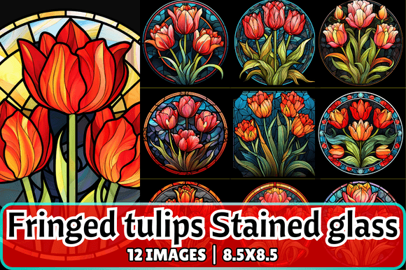 Fringed Tulips Stained Glass