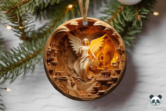 Gold Angel 3D Christmas Ornament: A Versatile Digital Design for Creative Projects