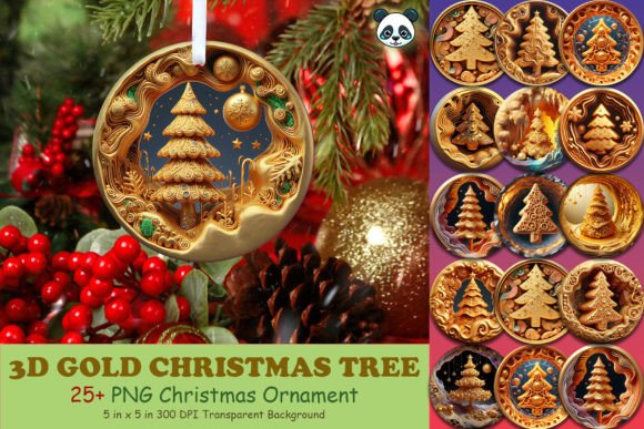 Gold Christmas Tree 3D Ornament Bundle: A Versatile Digital Resource for Creatives and Entrepreneurs