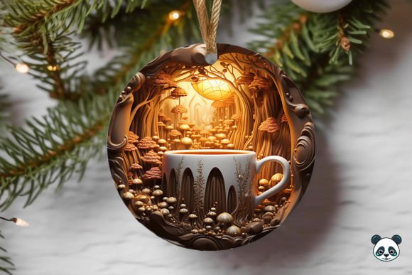 Gold Hot Cocoa Mug 3D Christmas Ornament: A Creative and Practical Design for Sublimation Enthusiasts