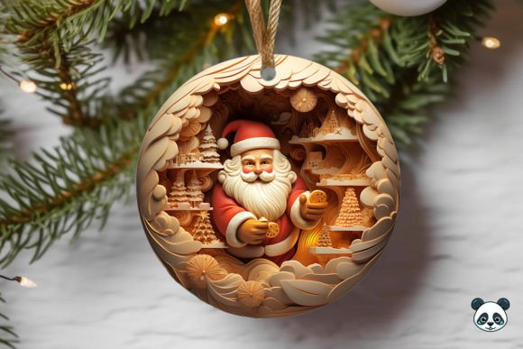 Gold Santa Claus 3D Christmas Ornament: A Versatile Digital Design for Creative Projects