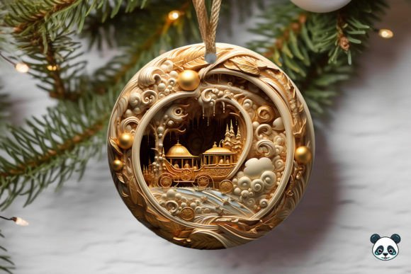 Gold Sleigh 3D Christmas Ornament