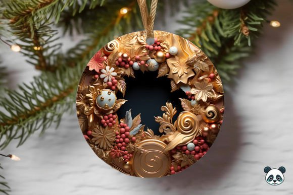 Gold Wreath 3D Christmas Ornament: A Versatile Design for Creative Projects