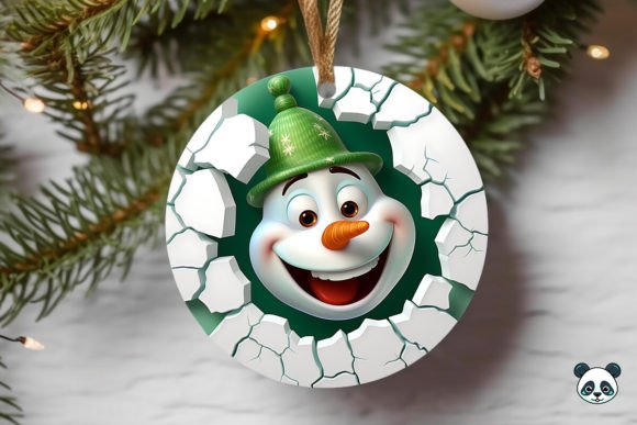 Green Snowman 3D Christmas Ornament: A Unique Digital Design for Creative Projects
