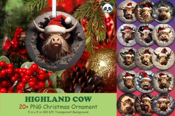 Highland Cow 3D Ornament Bundle: A Creative and Practical Digital Download for Sublimation Enthusiasts