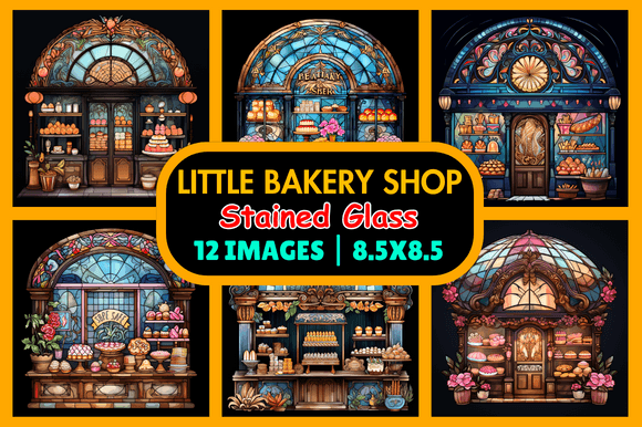 Little Bakery Shop Stained Glass: Creative Design Bundle
