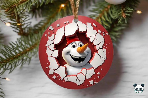 Pink Snowman 3D Christmas Ornament