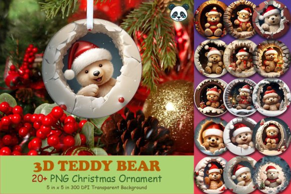 Teddy Bear 3D Christmas Ornament Bundle