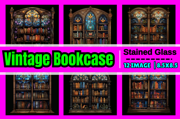 Vintage Bookcase Stained Glass: A Digital Design Essential